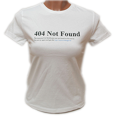 Футболка T-Design "404 Not Found", женская, цвет: белый Размер 42 Артикул: 42-404 WHITE Страна-производитель: Россия инфо 12785k.